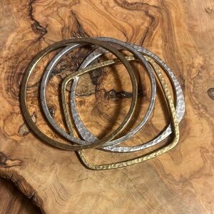 Gold and Silver Metal Bangle Bracelet Set